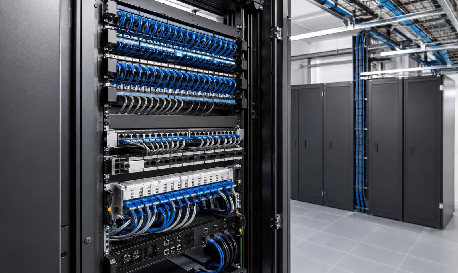 Data kablolaması ve zayıf akım rack kabini